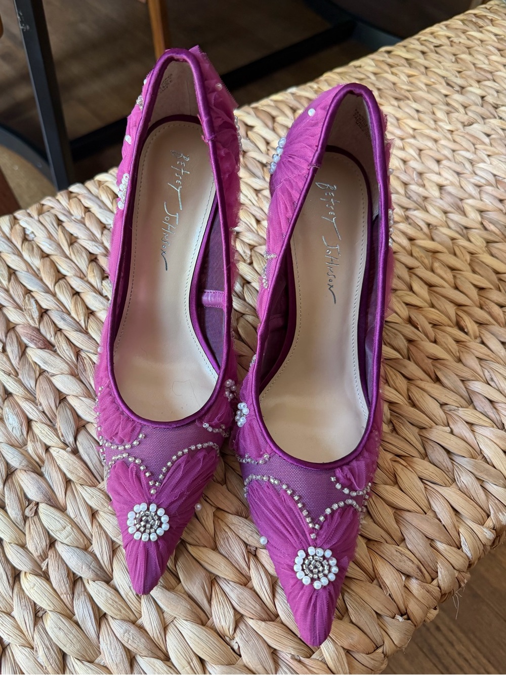 Betsey Johnson Purple Embellished Pointed Toe Heels